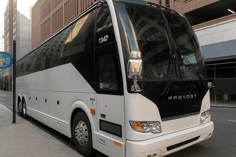 a Charter Bus Rental Pontiac coach bus